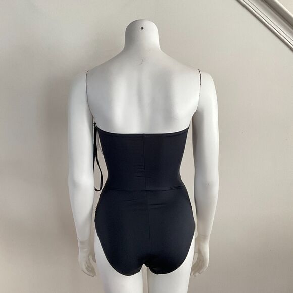 La Blanca One Piece Swimsuit Chevron Tummy Control Halter Brown Black 8 - Picture 2 of 8